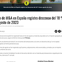 Mercado de M&A en Espaa registra descenso del 18 % hasta agosto de 2023